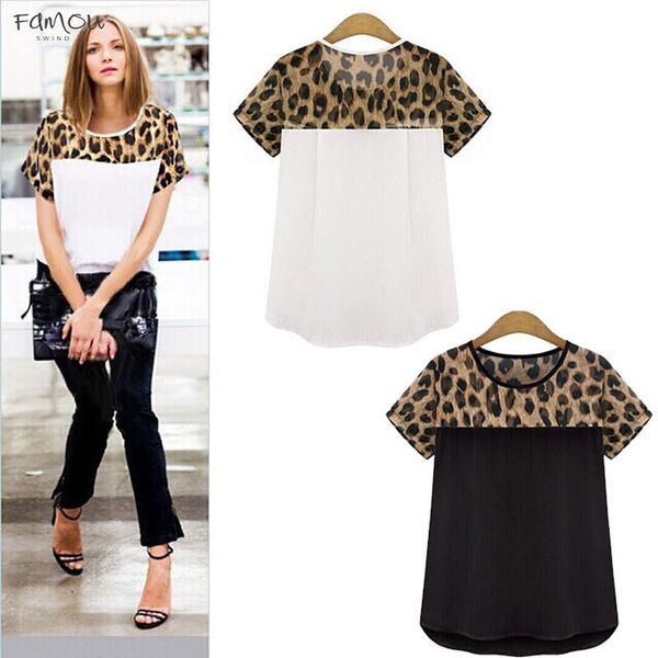 Woman Fashion Blouses Top Shirt Chiffon Leopard Splicing Chiffon Short-Sleeve Shirts Female Blusa Feminina Plus Size
Woman Fashion Blouses Top Shirt Chiffon Leopard Splicing Chiffon Short-Sleeve Shirts Female Blusa Feminina Plus Size
