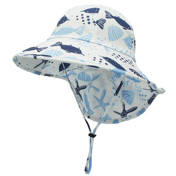 kids sunhat polyester fabric wide hat with neck protection summer children's sun protection hat, Blue;gray
kids sunhat polyester fabric wide hat with neck protection summer children's sun protection hat, Blue;gray