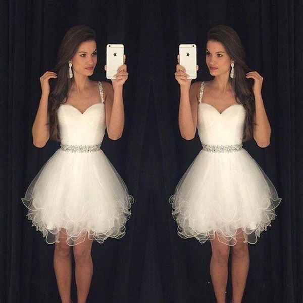 cute white tulle homecoming dresses beaded spaghetti straps above knee length tiered a line cocktail party prom gown custom made, Blue;pink
cute white tulle homecoming dresses beaded spaghetti straps above knee length tiered a line cocktail party prom gown custom made, Blue;pink