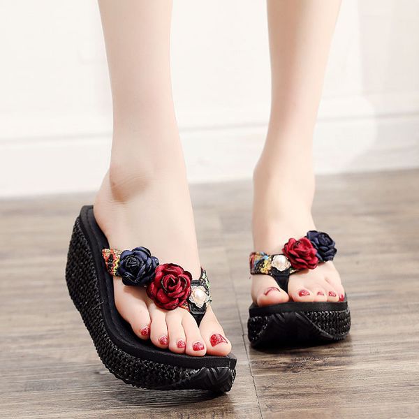 summer seaside beach shoes thick bottom clip foot flip flops bohemia 2019 new high heel non slip sandals women's, Black
summer seaside beach shoes thick bottom clip foot flip flops bohemia 2019 new high heel non slip sandals women's, Black