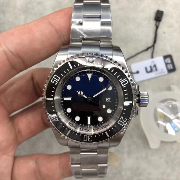 

2019 u1 factory d-blue deep ceramic bezel sea date sapphire cystal stainless steel with glide lock clasp automatic mechanical dwelle watch, Slivery;brown