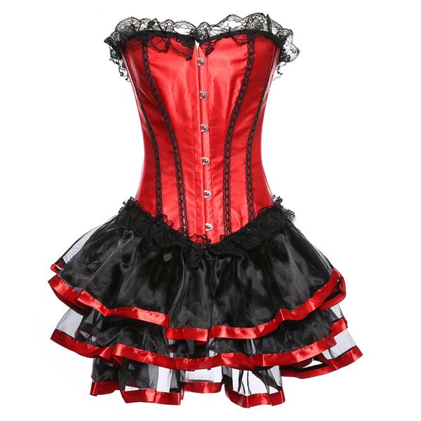 women corset dress gothic steampunk overbust satin plus size bustier burlesque halloween costume victorian corsets dresses moulin 16o36, Black;white
women corset dress gothic steampunk overbust satin plus size bustier burlesque halloween costume victorian corsets dresses moulin 16o36, Black;white