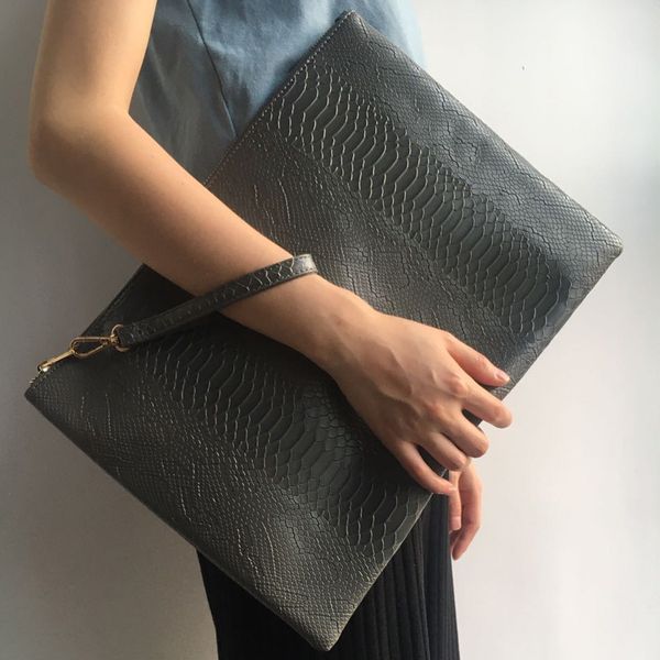 fashion large gray python lapbag zipper clutch pouch bag crocodile ostrich envelope wristlet purse
fashion large gray python lapbag zipper clutch pouch bag crocodile ostrich envelope wristlet purse
