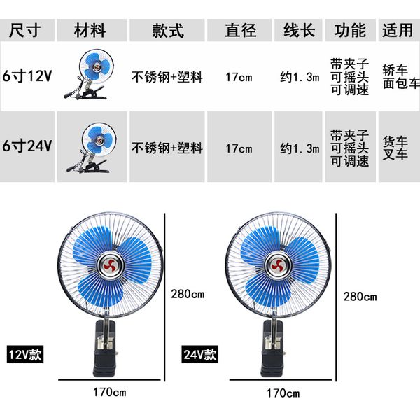 6-inch 12 v/24 v total-enclosed back cover vehicle fan belt clip-rotating fan portable electric
6-inch 12 v/24 v total-enclosed back cover vehicle fan belt clip-rotating fan portable electric