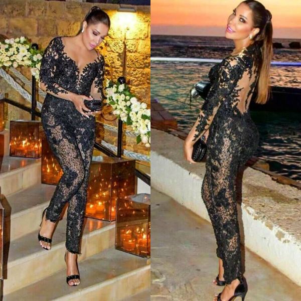 2020 black jumpsuit prom dresses v neck long sleeves beaded lace applique evening gowns floor length dress party wear for women
2020 black jumpsuit prom dresses v neck long sleeves beaded lace applique evening gowns floor length dress party wear for women