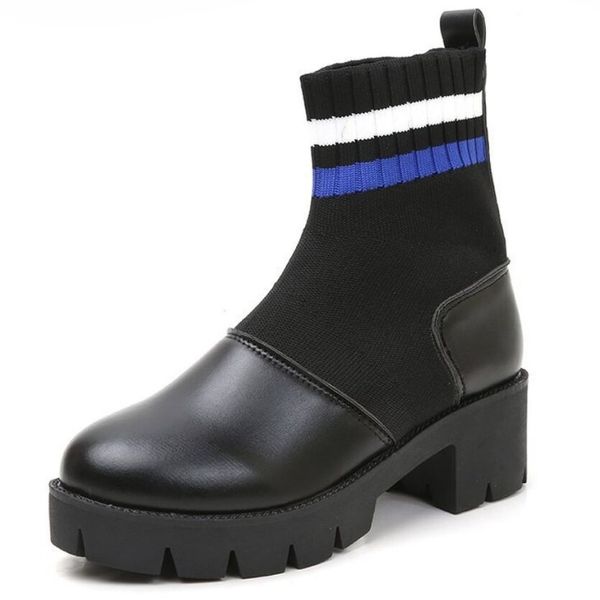 xiaying smile new fashion women spring winter boots british style socks shoes split leather square heel platform shoes for women mx190801, Black
xiaying smile new fashion women spring winter boots british style socks shoes split leather square heel platform shoes for women mx190801, Black