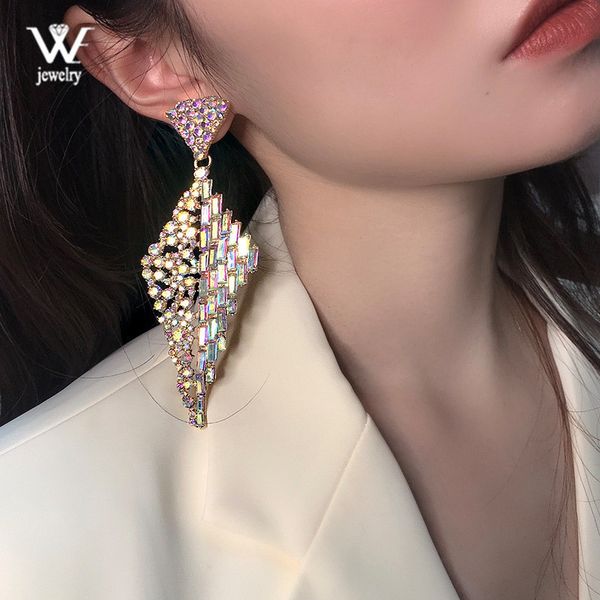we new trendy 2020 ab colorful crystal geometic drop earrings for women fashion punk big wedding shiny earring female jewelry, Silver
we new trendy 2020 ab colorful crystal geometic drop earrings for women fashion punk big wedding shiny earring female jewelry, Silver
