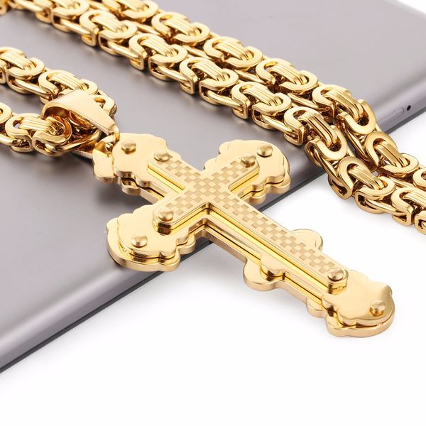 jesus cross pendant necklace stainless steel men jewelry byzantine link chain poplular christian colar sliver gold color mn56, Silver
jesus cross pendant necklace stainless steel men jewelry byzantine link chain poplular christian colar sliver gold color mn56, Silver