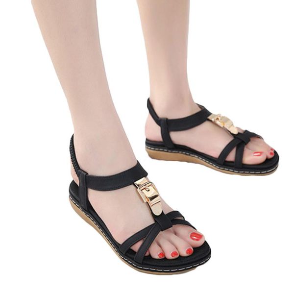 fashion women leather summer fashion flat shoes bohemia girls metal buckle sandals outdoor open toe shoes footwear size 35-42, Black
fashion women leather summer fashion flat shoes bohemia girls metal buckle sandals outdoor open toe shoes footwear size 35-42, Black