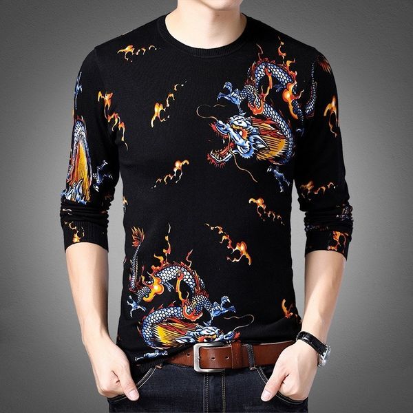 2020 роскошные мужчины золотой дракон печати пуловер erkek kazak pull homme hiver свитер chompas hombre, White;black
2020 роскошные мужчины золотой дракон печати пуловер erkek kazak pull homme hiver свитер chompas hombre, White;black