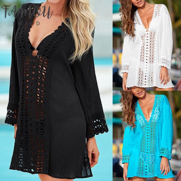 2020 women lace crochet bikini beachwear cover up beach dress summer bathing suit, Black;gray
2020 women lace crochet bikini beachwear cover up beach dress summer bathing suit, Black;gray
