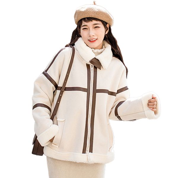 women 2019 spring autumn fashion short suede coat with faux lambswool liner warm outwear female casual lapel wild overcoats v956, Black
women 2019 spring autumn fashion short suede coat with faux lambswool liner warm outwear female casual lapel wild overcoats v956, Black