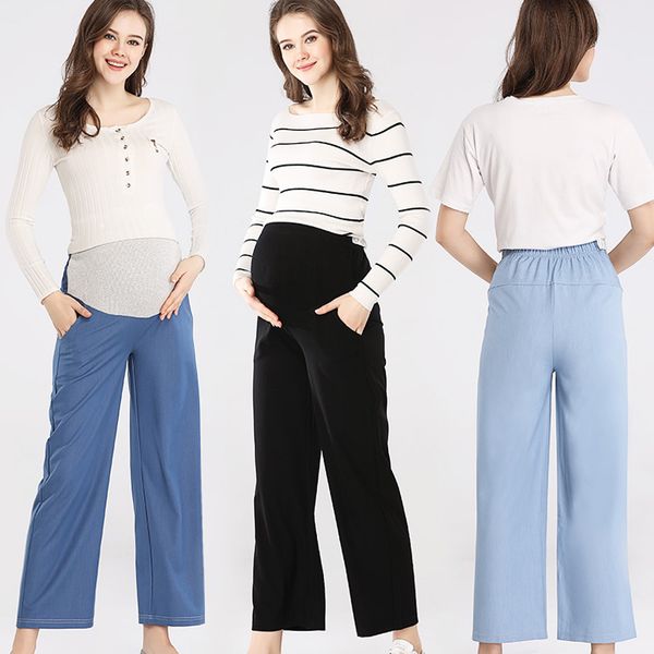 emotion moms women's maternity trousers high waisted pregnant pants loose straight cut knitted soft maternity capris wear, White
emotion moms women's maternity trousers high waisted pregnant pants loose straight cut knitted soft maternity capris wear, White