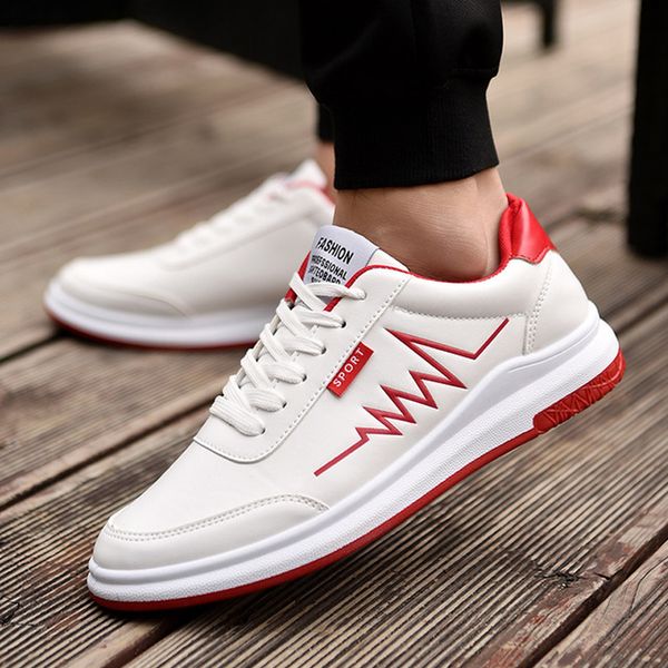 2019 men shoes spring autumn casual leather flat shoes lace-up low white male sneakers tenis masculino adulto students, Black
2019 men shoes spring autumn casual leather flat shoes lace-up low white male sneakers tenis masculino adulto students, Black