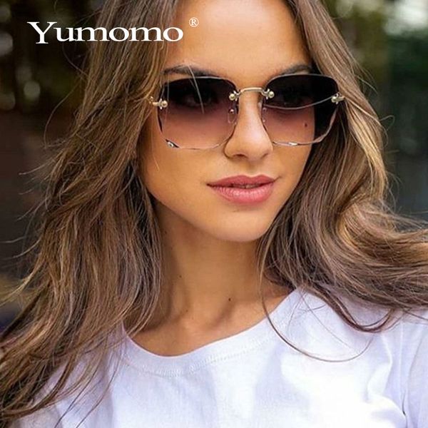 design lady oversize rimless square sunglasses women pink gradient shades goggles uv400, White;black
design lady oversize rimless square sunglasses women pink gradient shades goggles uv400, White;black