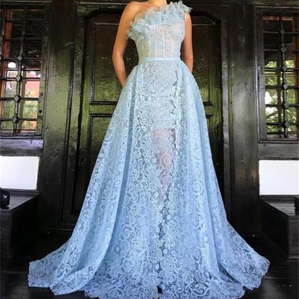 baby blue full lace prom dresses one shoulder ruffles exposed boning overskirts evening dress plus size party wear robe de soiree, Black
baby blue full lace prom dresses one shoulder ruffles exposed boning overskirts evening dress plus size party wear robe de soiree, Black