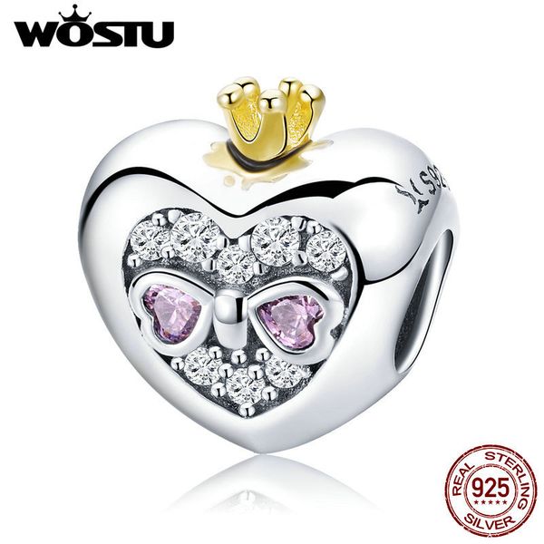 wostu real 925 sterling silver charm beads fit original brand bracelet pendants diy jewelry princess heart with pink cz c734
wostu real 925 sterling silver charm beads fit original brand bracelet pendants diy jewelry princess heart with pink cz c734