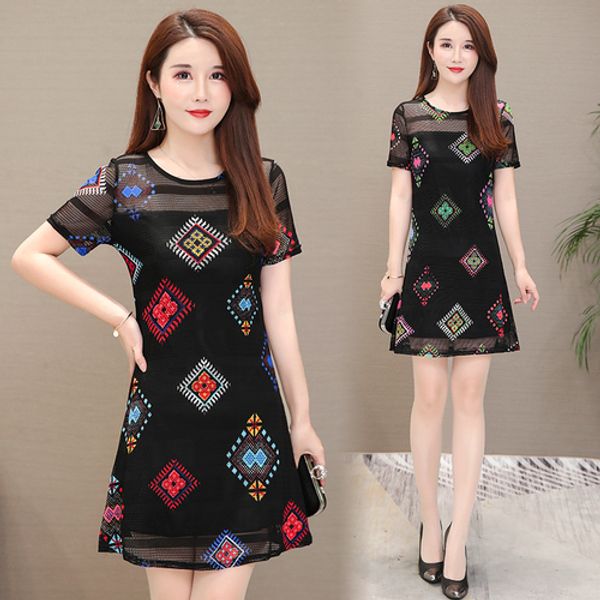 lace mesh patchwork geometric print vestidos plus size vintage elegant summer dress slim high waist robe femme lining midi dress, Black;gray
lace mesh patchwork geometric print vestidos plus size vintage elegant summer dress slim high waist robe femme lining midi dress, Black;gray