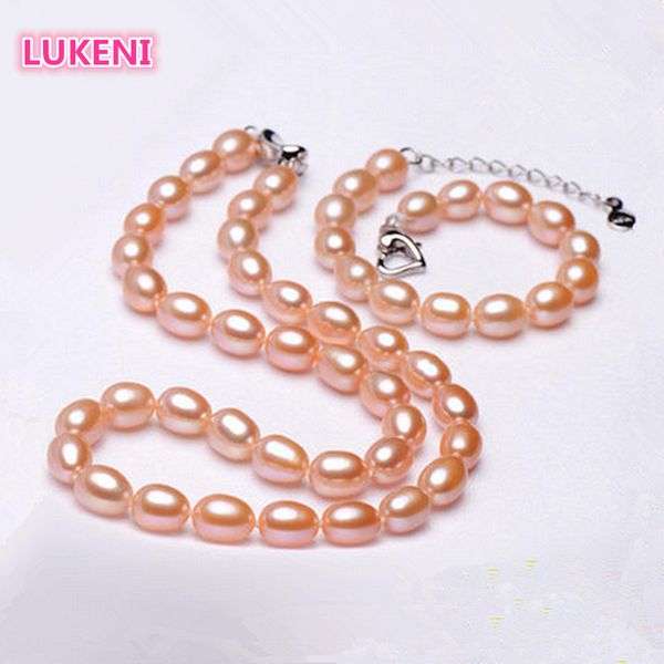 fashion simple pearl jewelry set for women 6-8mm perfect rice-shaped natural pearl necklace + bracelet mom birthday gift, Silver
fashion simple pearl jewelry set for women 6-8mm perfect rice-shaped natural pearl necklace + bracelet mom birthday gift, Silver