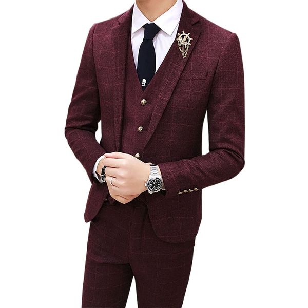mens three-piece set grey wine red green slim fit men suit jacket & vest & pant asian size s m xxl xxxl, White;black
mens three-piece set grey wine red green slim fit men suit jacket & vest & pant asian size s m xxl xxxl, White;black