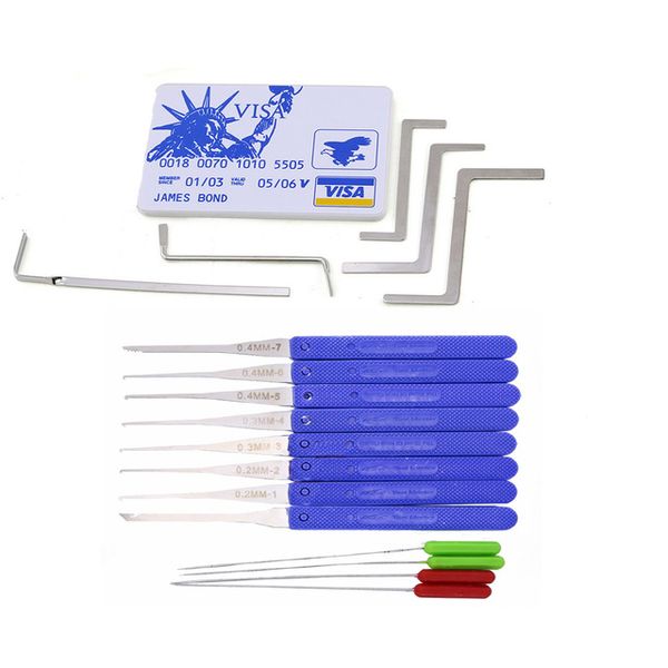 Utility Locksmith Set,Lock Practice Pick Tools ,Transparent Lock 5pcs Tension Wrench,10pcs Broken Key Extractor