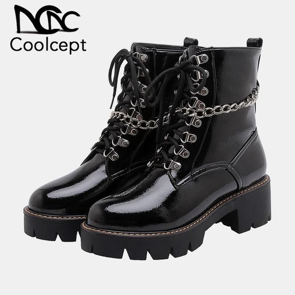 coolcept women ankle boots fashion platform fur warm winter shoes women lace up plush chain new style motorcycle boot size 34-43, Black
coolcept women ankle boots fashion platform fur warm winter shoes women lace up plush chain new style motorcycle boot size 34-43, Black