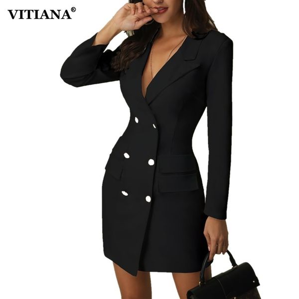 vitiana women elegant office work dress suit female black white long sleeve double breasted short mini bodycon casual dresses, Black;gray
vitiana women elegant office work dress suit female black white long sleeve double breasted short mini bodycon casual dresses, Black;gray