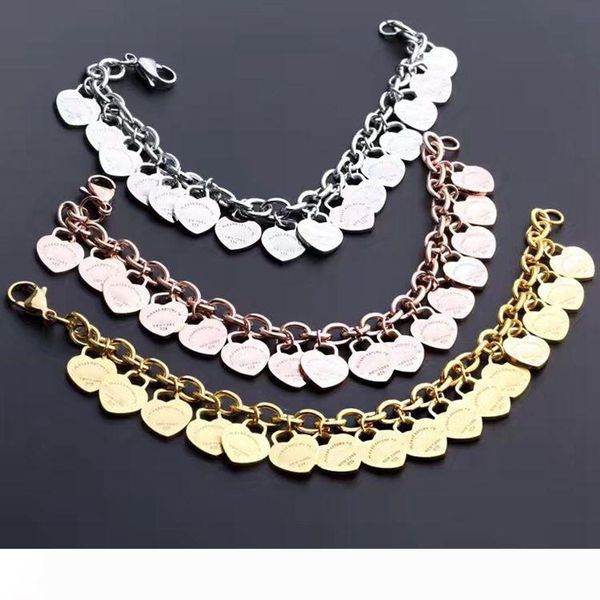 crazy promotion titanium steel jewelry t letters 14 peach hearts bracelet double t 18k rose gold heart chain necklace set fashion brand gift, Silver
crazy promotion titanium steel jewelry t letters 14 peach hearts bracelet double t 18k rose gold heart chain necklace set fashion brand gift, Silver