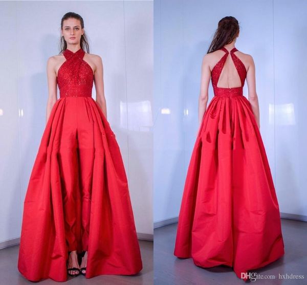 2019 new sell red jumpsuits sequined halter neck overskirts evening dresses backless formal party gowns custom long prom dress, Black;red
2019 new sell red jumpsuits sequined halter neck overskirts evening dresses backless formal party gowns custom long prom dress, Black;red