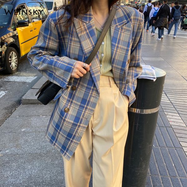 women's suits & blazers autumn plaid fashion business women work office ladies long sleeve casual blazer, White;black
women's suits & blazers autumn plaid fashion business women work office ladies long sleeve casual blazer, White;black