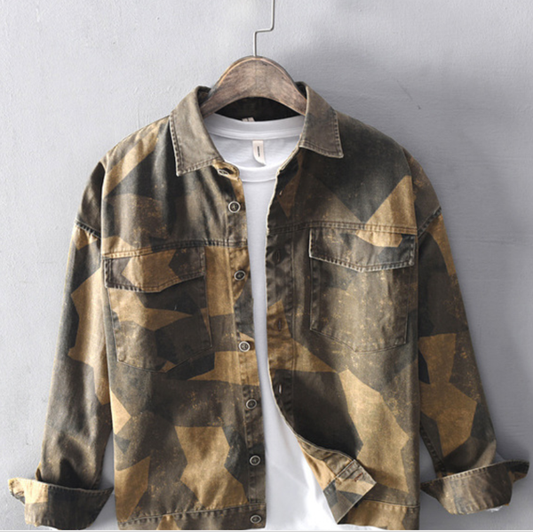 men's camouflage shirt jacket shirt, Blue;black