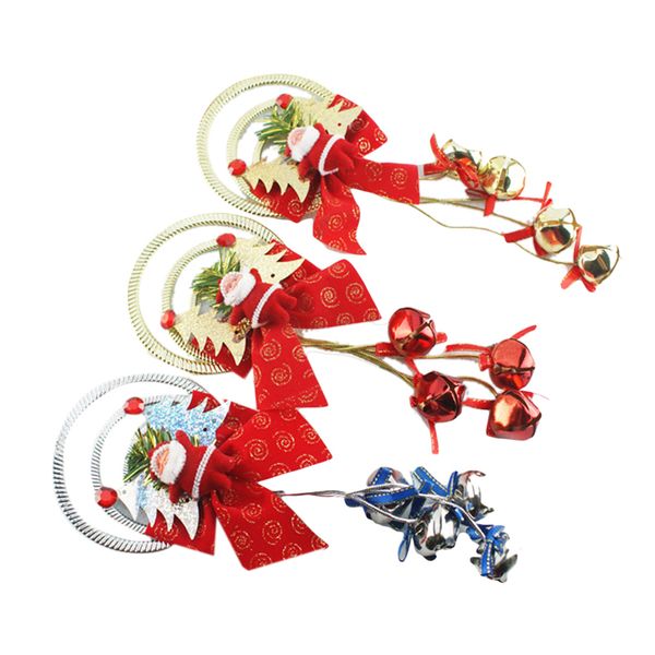 

santa claus jingle bells christmas hanging pendant ornament gift red bowknot wreath christmas tree ornaments xmas decor supplies