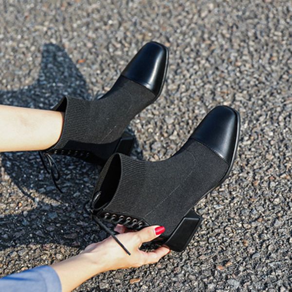 thick heels short boots women's new autumn and winter all kinds of boots women's thin middle heel elastic, Black
thick heels short boots women's new autumn and winter all kinds of boots women's thin middle heel elastic, Black