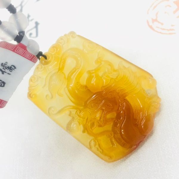 natural brazilian jade jade carved yellow dragon pendant with chalcedony bead necklace men's women's sweater chain, Silver
natural brazilian jade jade carved yellow dragon pendant with chalcedony bead necklace men's women's sweater chain, Silver