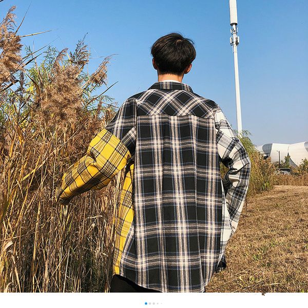 korean plaid shirts for men 2020 fashion patchwork long sleeve casual shirt hip hop streetwear man blouse, White;black
korean plaid shirts for men 2020 fashion patchwork long sleeve casual shirt hip hop streetwear man blouse, White;black