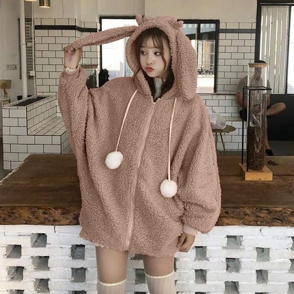women hoodie zipper up loose fluffy teddy hoodie sweatshirts autumn cute animal bear ear outwear coats harajuku, Black
women hoodie zipper up loose fluffy teddy hoodie sweatshirts autumn cute animal bear ear outwear coats harajuku, Black