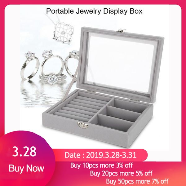 portable velvet jewelry display box tray holder storage organizer earring ring bracelet makeup tool gray carring case with glass, Black;white
portable velvet jewelry display box tray holder storage organizer earring ring bracelet makeup tool gray carring case with glass, Black;white