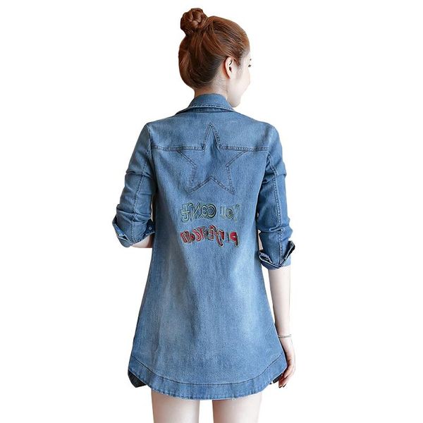 2019 women jackets fashion autumn embroidery plus size 5xl female loose denim slim long jeans cowboy coat female printing letter, Black;brown 
2019 women jackets fashion autumn embroidery plus size 5xl female loose denim slim long jeans cowboy coat female printing letter, Black;brown