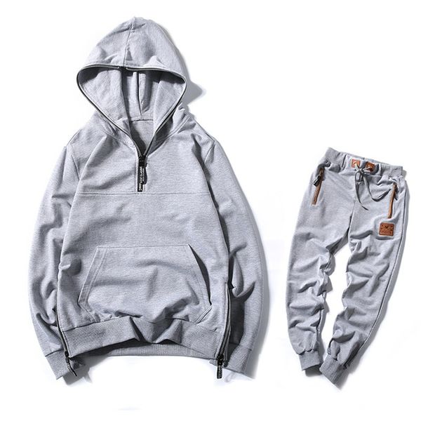 casual sporting suit men warm hooded tracksuit track hidden suspenders black solid men's sweat suits set pockets zipper new, Gray
casual sporting suit men warm hooded tracksuit track hidden suspenders black solid men's sweat suits set pockets zipper new, Gray