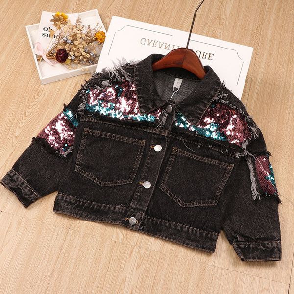 2020 spring new arrival girls fashion denim coat kids paillette jackets kids jackets, Blue;gray
2020 spring new arrival girls fashion denim coat kids paillette jackets kids jackets, Blue;gray