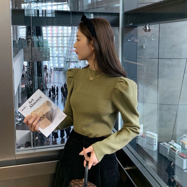 vintage puff sleeve women knitted sweaters 2020 winter casual o-neck full sleeve knit female jumpers warm top, White;black
vintage puff sleeve women knitted sweaters 2020 winter casual o-neck full sleeve knit female jumpers warm top, White;black