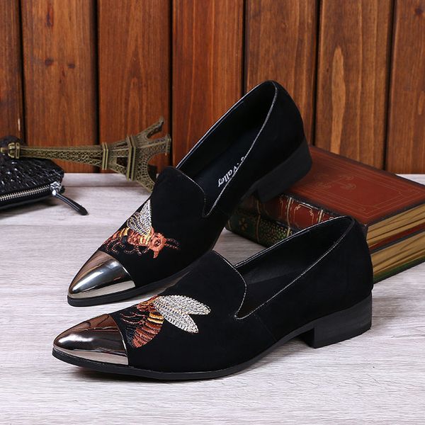 embroidered low men dress shoes handmade shoes male wedding and party men suede shoes fashion slip on smoking loafers, Black
embroidered low men dress shoes handmade shoes male wedding and party men suede shoes fashion slip on smoking loafers, Black