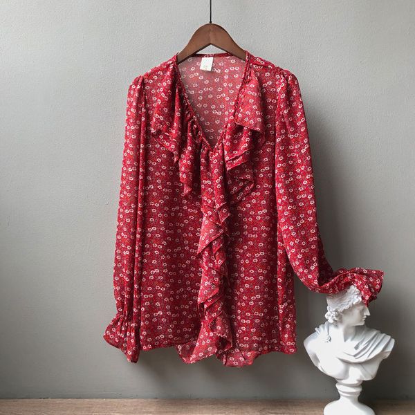 women floral print chiffon blouses shirts korean loos ruffled long sleeve female elegant leisure streetwear clothes, White
women floral print chiffon blouses shirts korean loos ruffled long sleeve female elegant leisure streetwear clothes, White