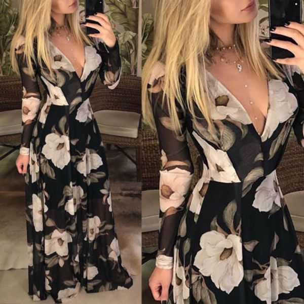 autumn fashion women maxi boho long dress floral summer beach evening printed dresses party v neck sundress new, Black;gray
autumn fashion women maxi boho long dress floral summer beach evening printed dresses party v neck sundress new, Black;gray