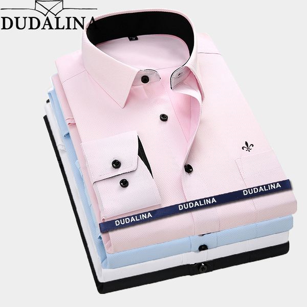 dudalina men long sleeved shirt slim fit style design solid color business casual dress shirt male social brand men clothing, White;black
dudalina men long sleeved shirt slim fit style design solid color business casual dress shirt male social brand men clothing, White;black
