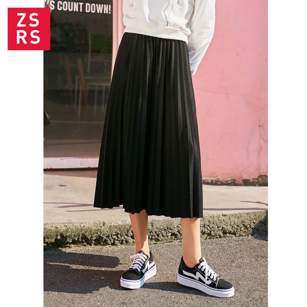 zsrs 2019 spring autumn fashion women's high waist pleated solid color half length elastic skirt promotions lady black
zsrs 2019 spring autumn fashion women's high waist pleated solid color half length elastic skirt promotions lady black