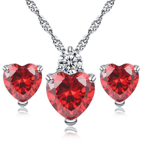 japan and south korea 2019 new fashion personality creative simple ladies heart zircon love necklace earrings set wholesale, Silver
japan and south korea 2019 new fashion personality creative simple ladies heart zircon love necklace earrings set wholesale, Silver