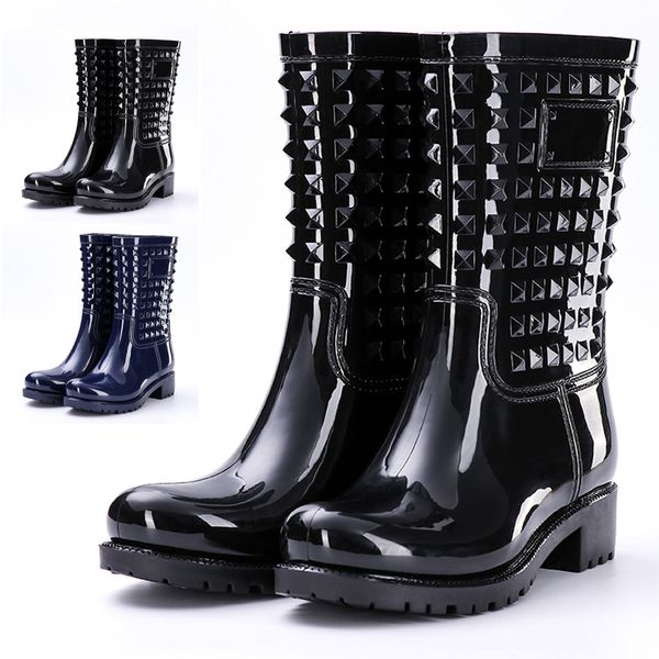 waterproof shoes women's rain boots shiny high qulity pvc booties mid-calf bootie rivet waterproof footwear shoes zapatos mujer, Black
waterproof shoes women's rain boots shiny high qulity pvc booties mid-calf bootie rivet waterproof footwear shoes zapatos mujer, Black
