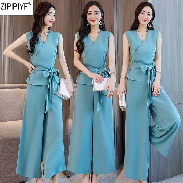 fashion summer pants suit women 2 piece sets 2018 new women v-neck sleeveless blouse+ ankle-length wide leg pants suit c1390, White
fashion summer pants suit women 2 piece sets 2018 new women v-neck sleeveless blouse+ ankle-length wide leg pants suit c1390, White