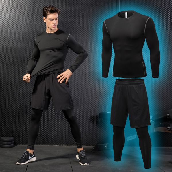 running track suit men's sport sets compression sportswear suits breathable gym fitness tights workout training clothes dry fit, Black;blue
running track suit men's sport sets compression sportswear suits breathable gym fitness tights workout training clothes dry fit, Black;blue